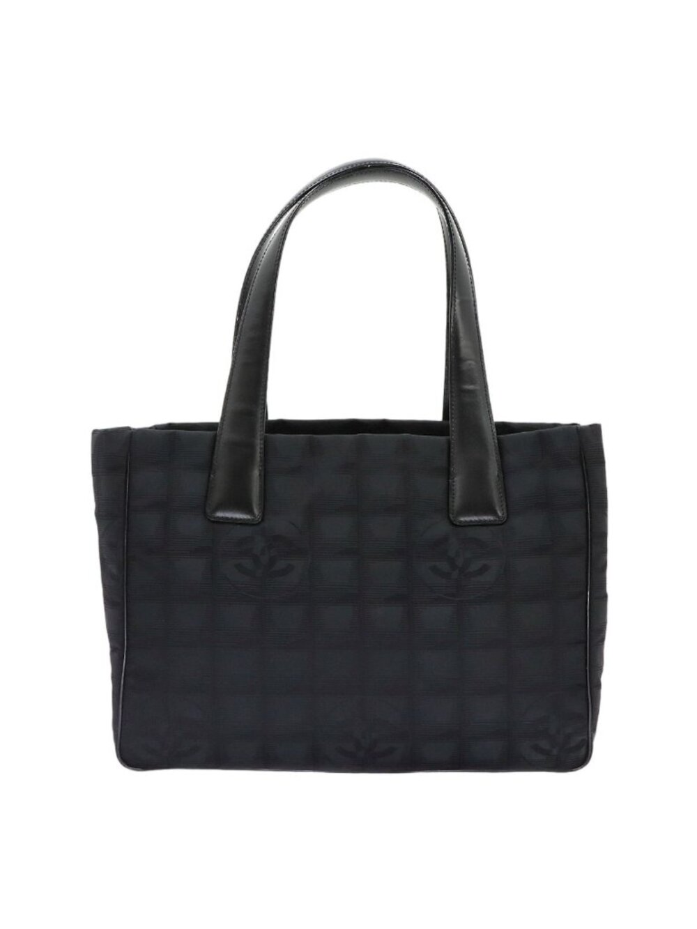 Chanel New Travel Line Tote Bag PM Nylon Jacquard Leather Black